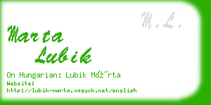 marta lubik business card